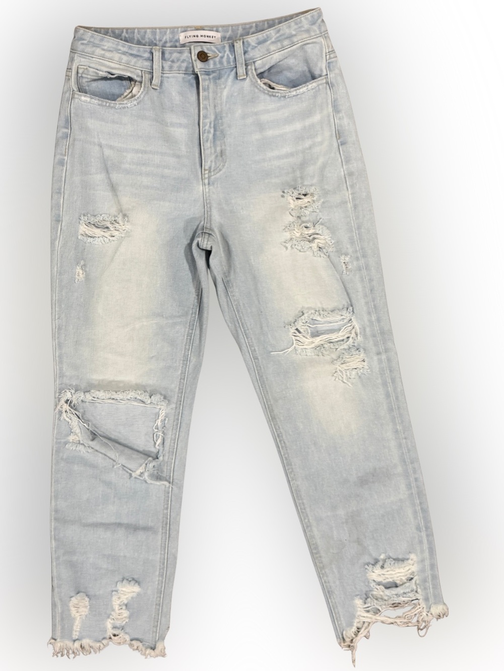 Flying Monkey Light Wash Distressed Boyfriend Jeans